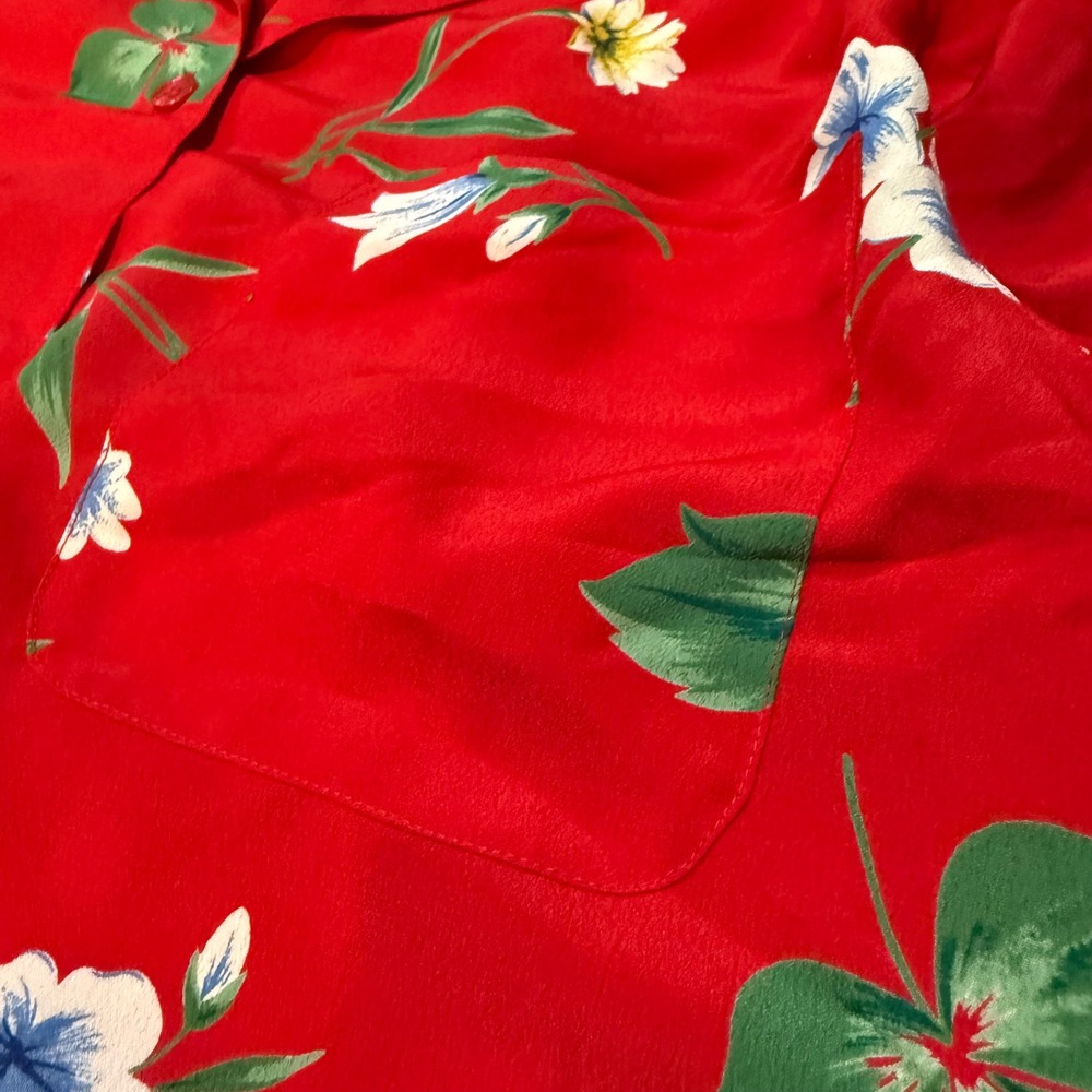 VTG Alfred Dunner Red Floral 2 Pc Set Pleated Skirt Button Down Shirt Size 14 16 - Picture 5 of 10